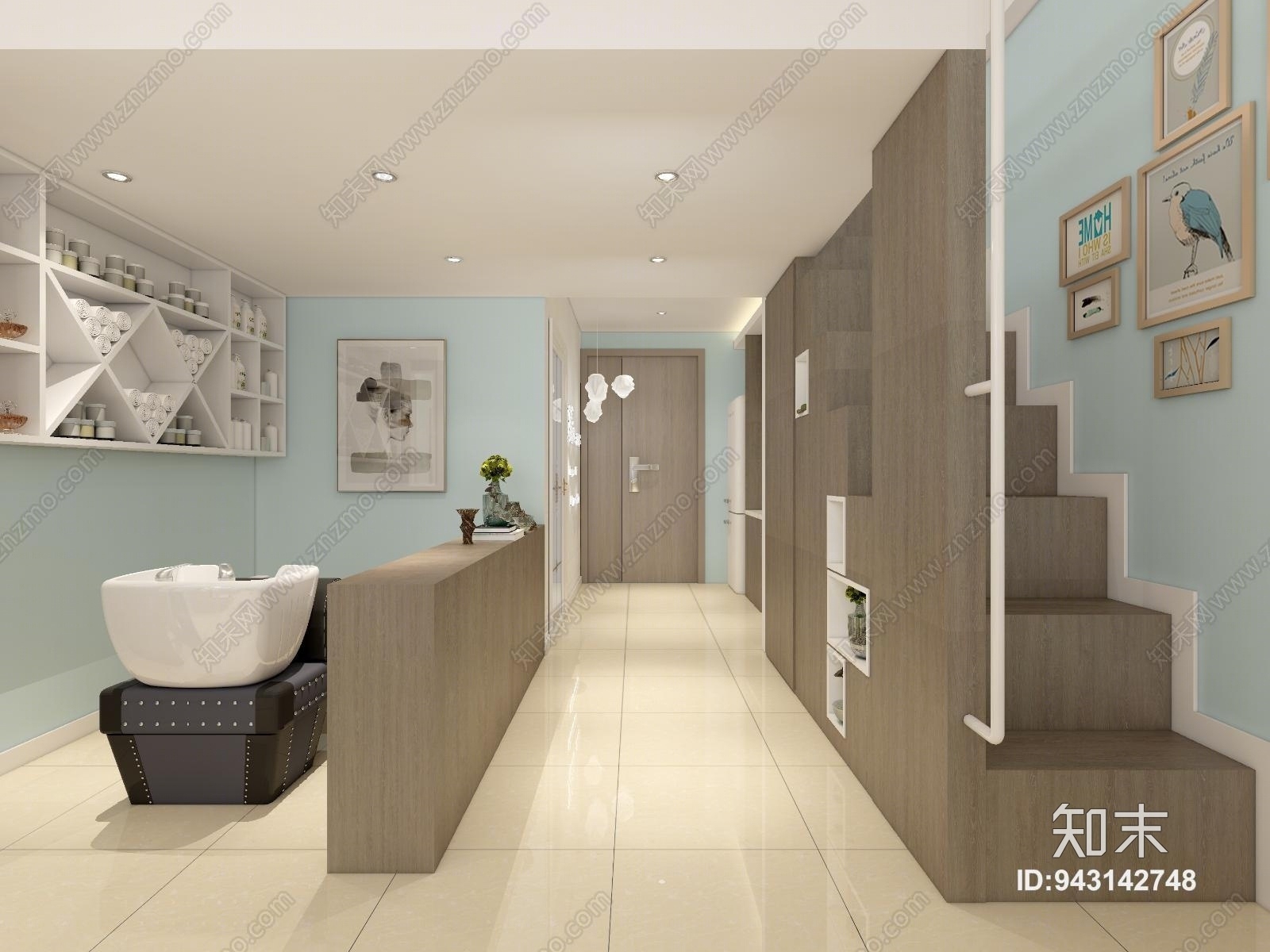 现代网红理发美发店3D模型下载【ID:943142748】