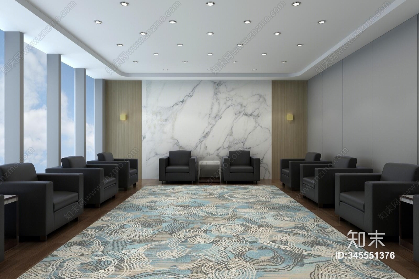 现代会客厅3D模型下载【ID:345551376】