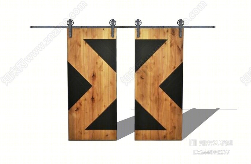 现代滑道木门SU模型下载【ID:244802237】