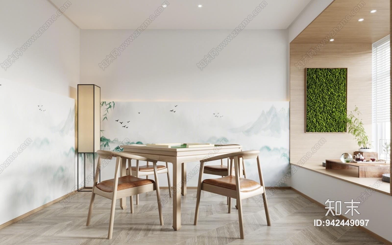 新中式麻将房3D模型下载【ID:942449097】