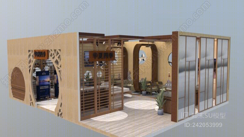 新中式房产展销会SU模型下载【ID:242053999】