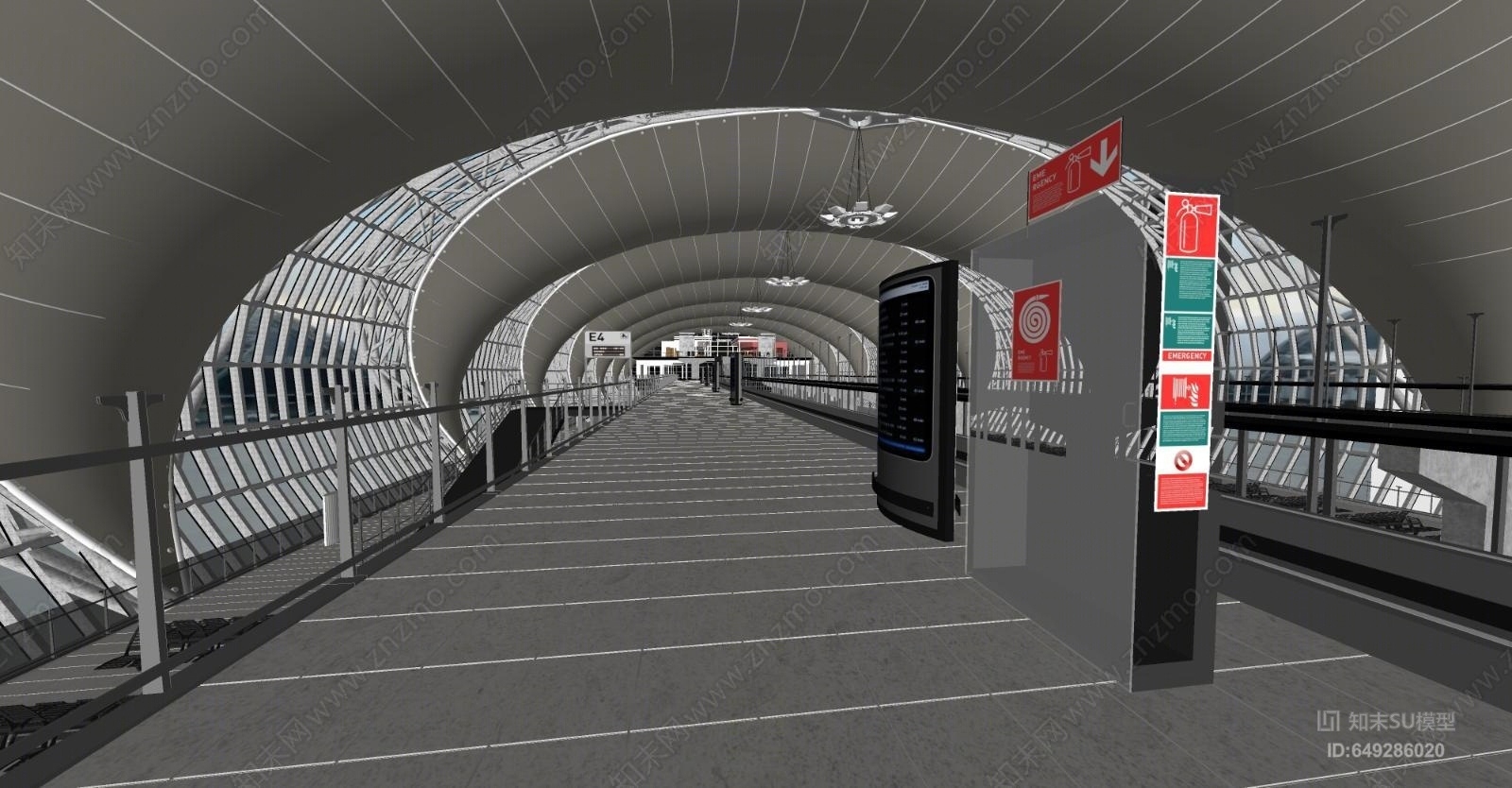 现代风格室内飞机场候机站SU模型下载【ID:649286020】
