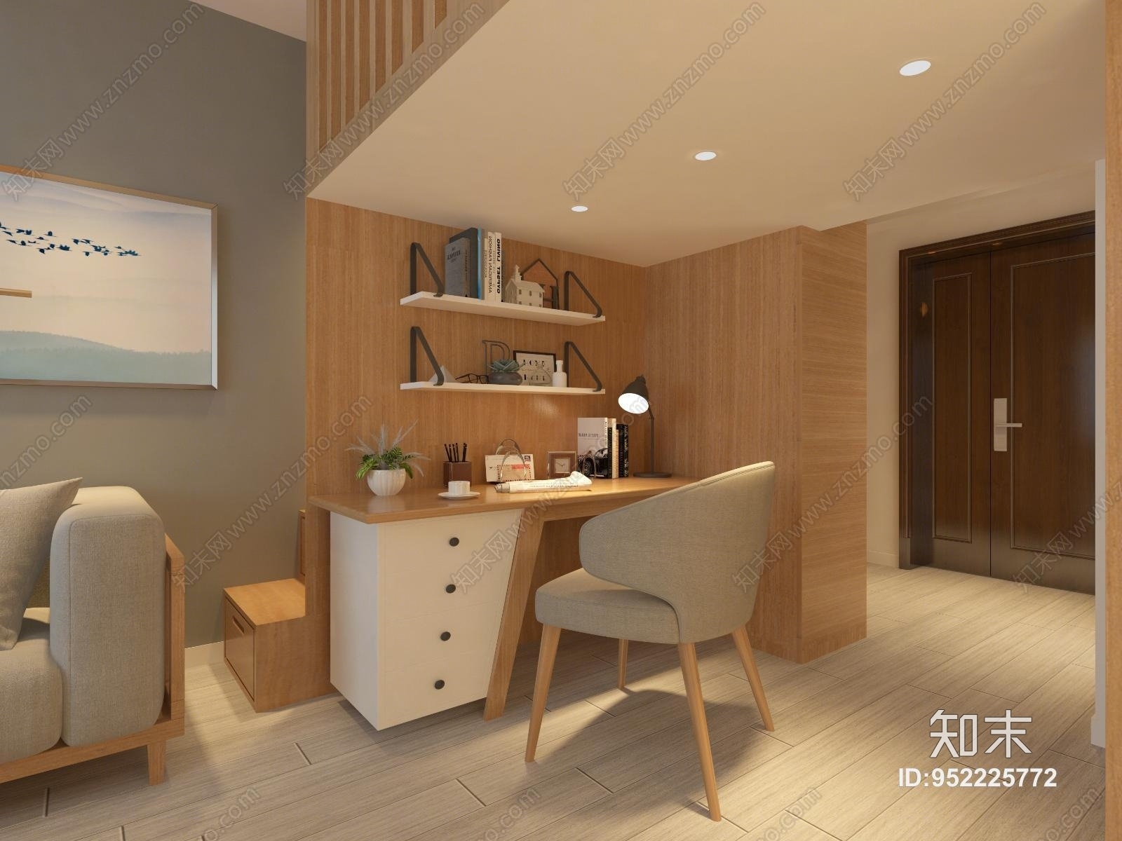 北欧风客厅3D模型下载【ID:952225772】