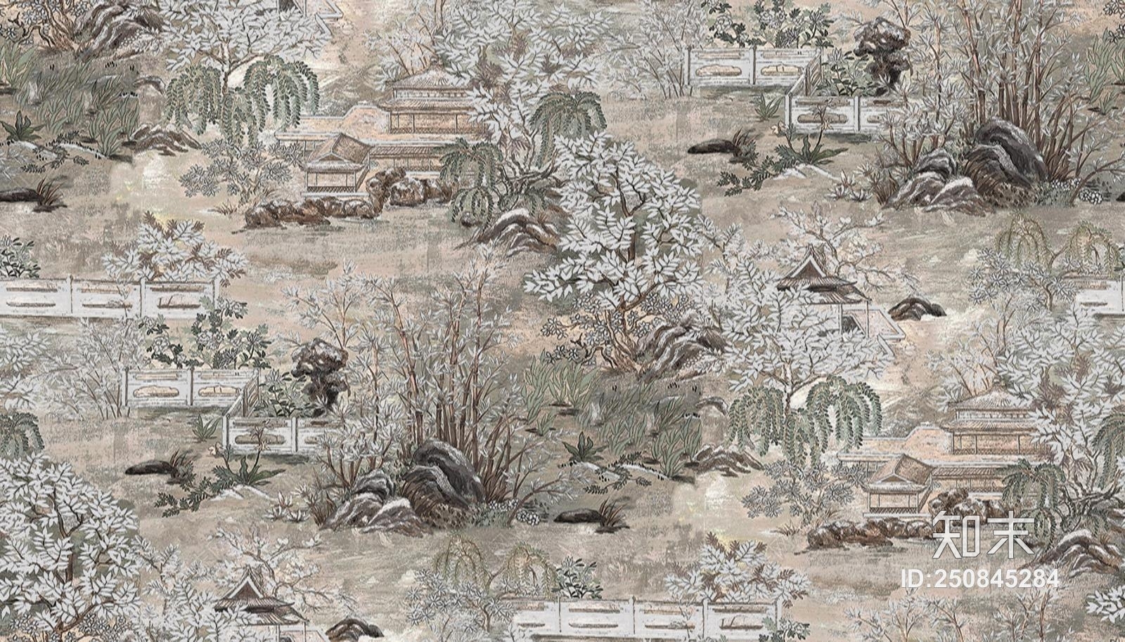 中式田园风壁纸贴图下载【ID:250845284】