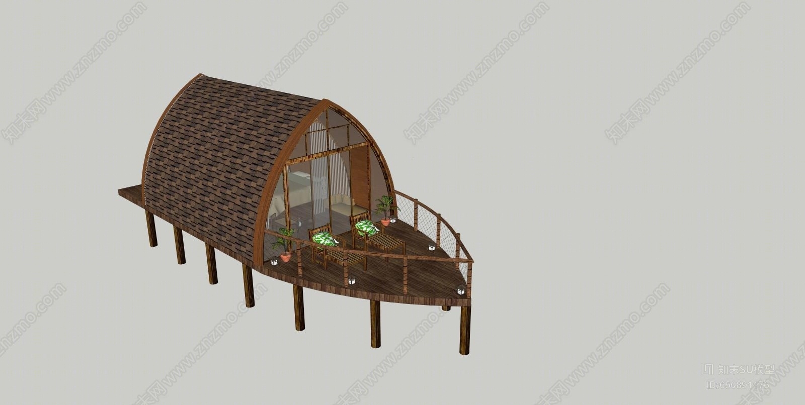 中式风格船屋SU模型下载【ID:650891176】