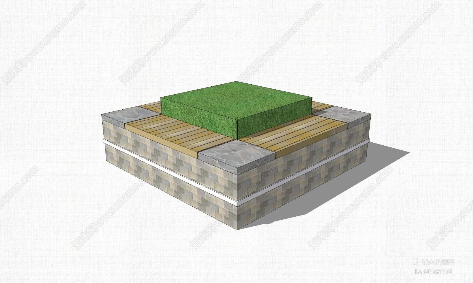 现代方形树池SU模型下载【ID:947521753】