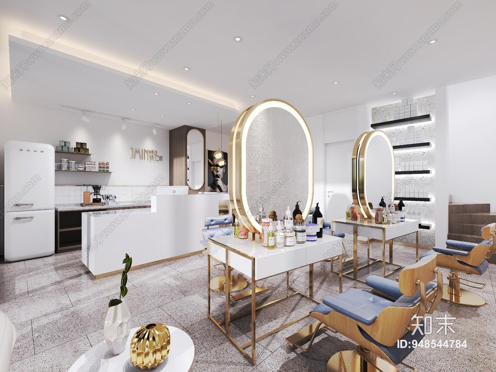 现代轻奢理发店3D模型下载【ID:948544784】