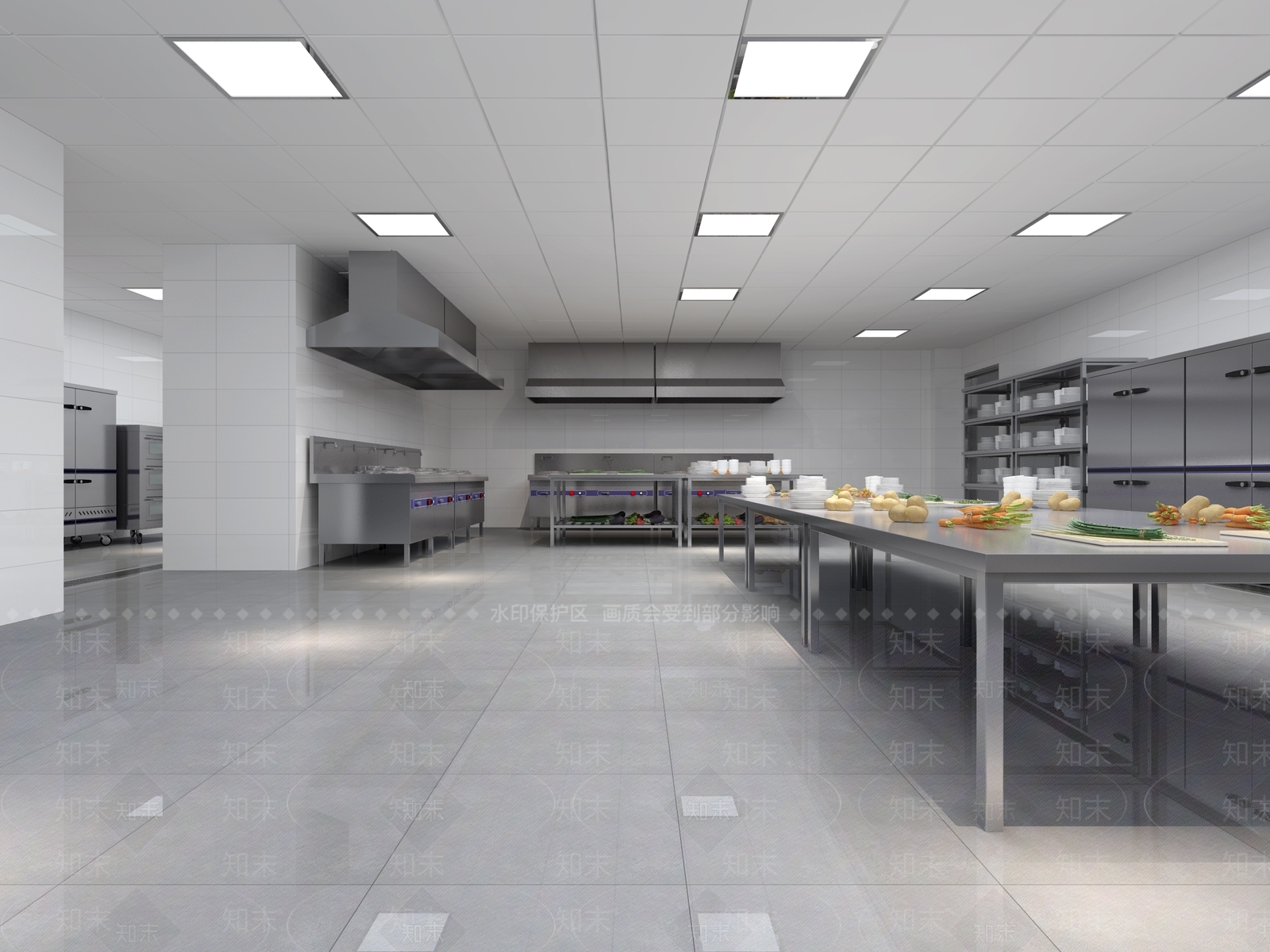 现代学校食堂3D模型下载【ID:734319735】