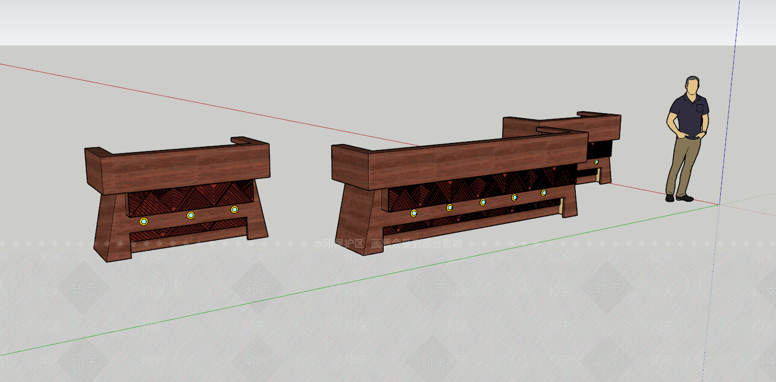 藏式酒店前台吧台带版本转换器SU模型下载【
