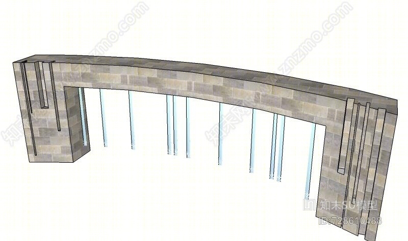 景观入口别墅庭院喷泉小桥设计桌子SU模型下载【ID:728610488】