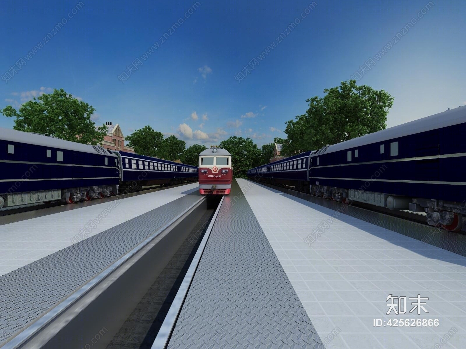 现代火车轨道3D模型下载【ID:425626866】