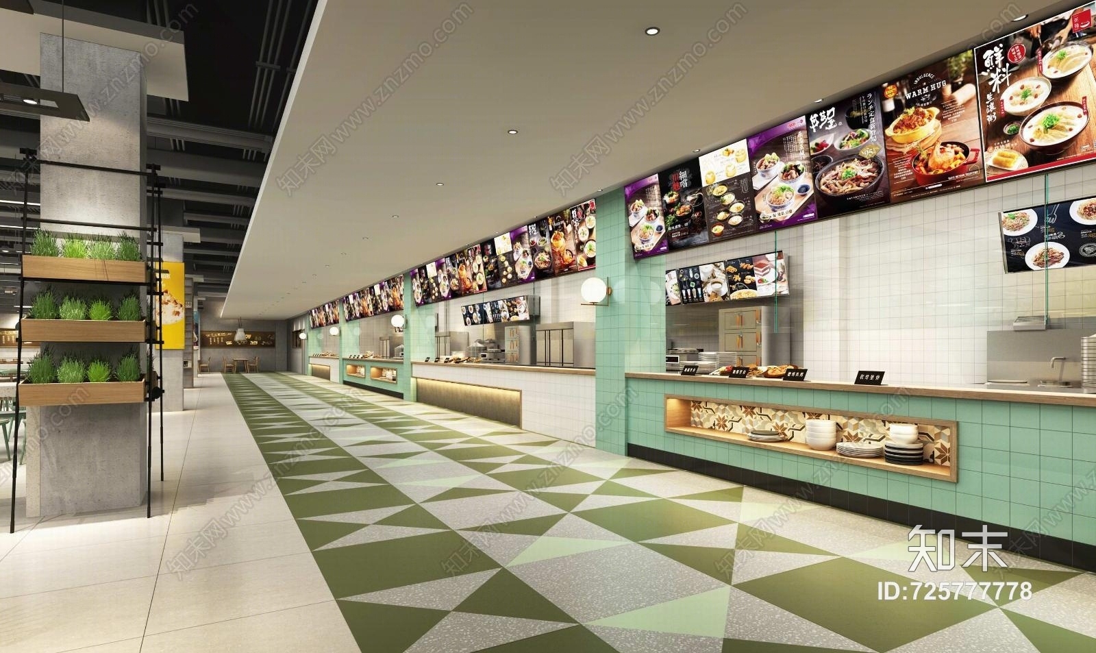 现代大学生食堂3D模型下载【ID:725777778】