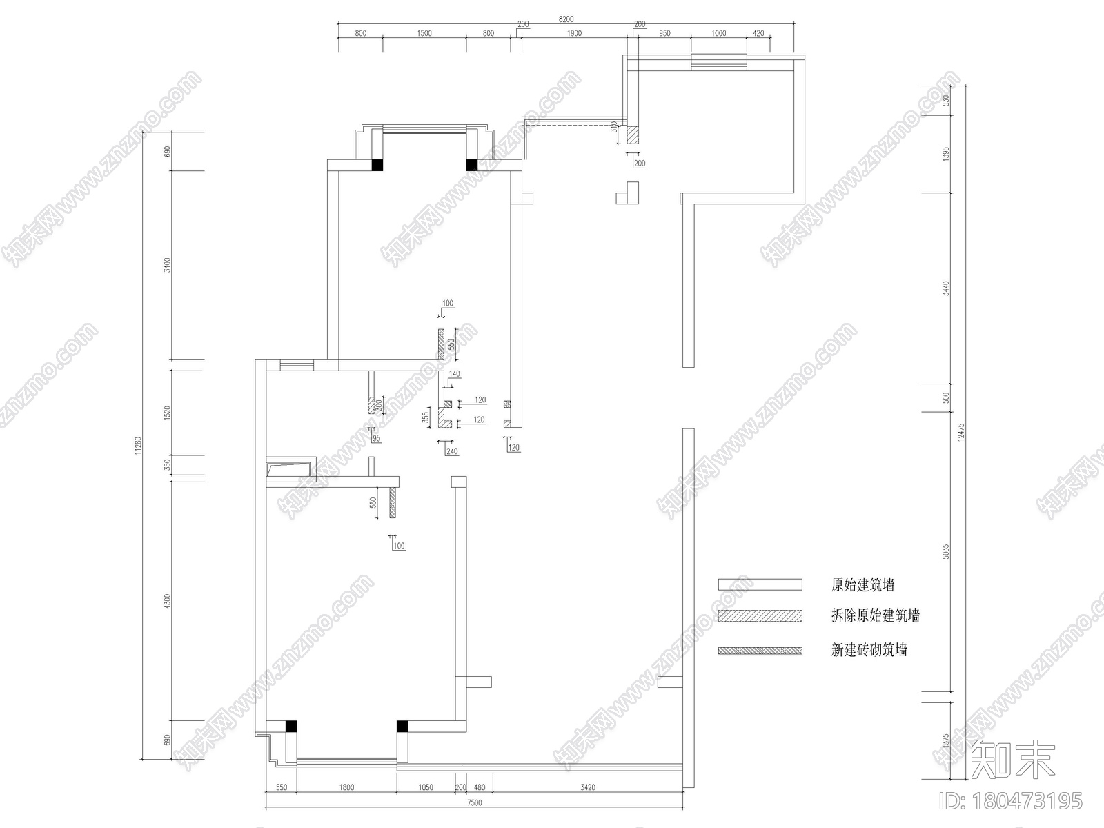 [上海]崇明83㎡现代二居室家装样板间施工图cad施工图下载【ID:180473195】