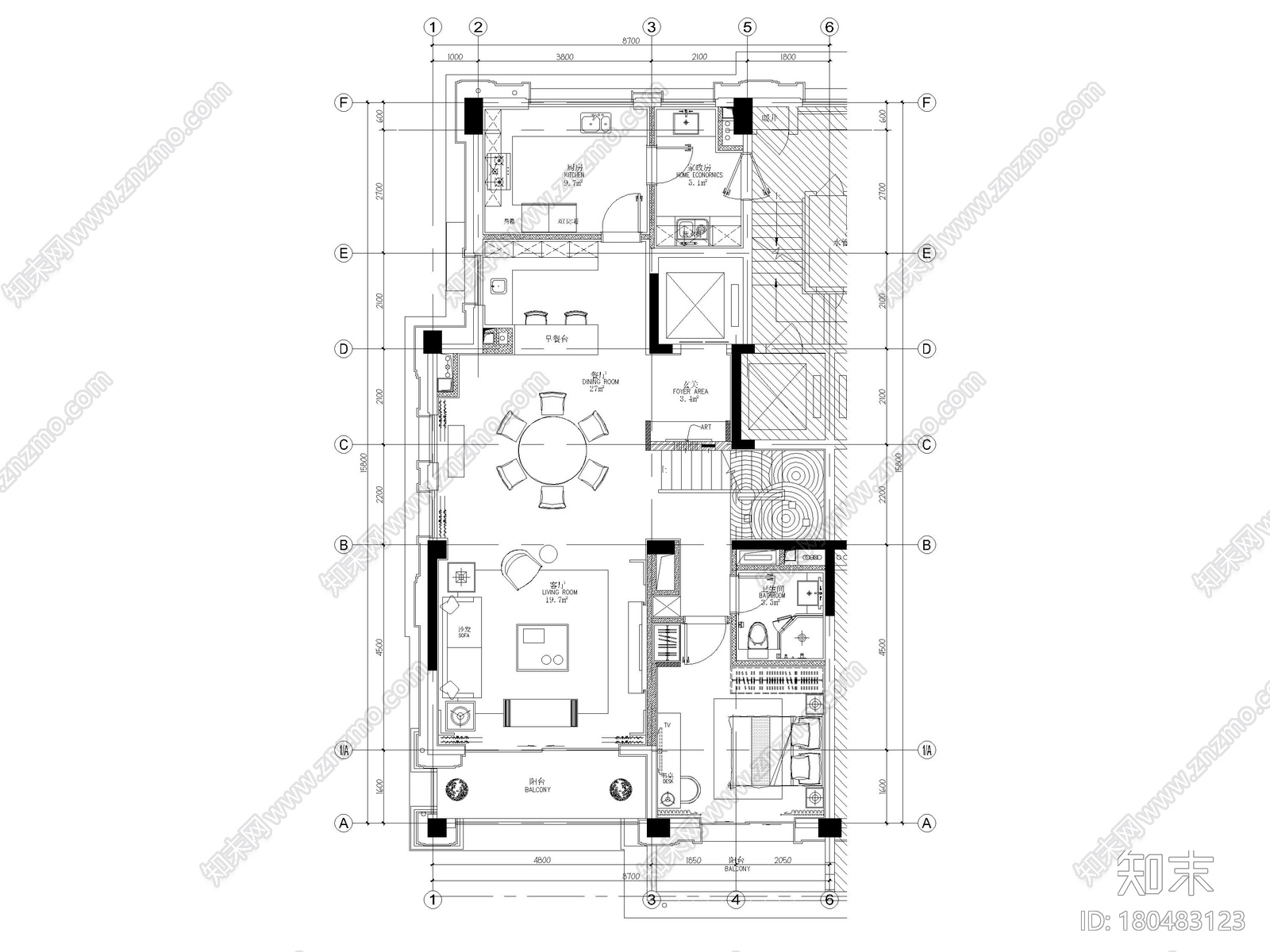 [上海]新中式多层中叠样板间室内装修施工图施工图下载【ID:180483123】