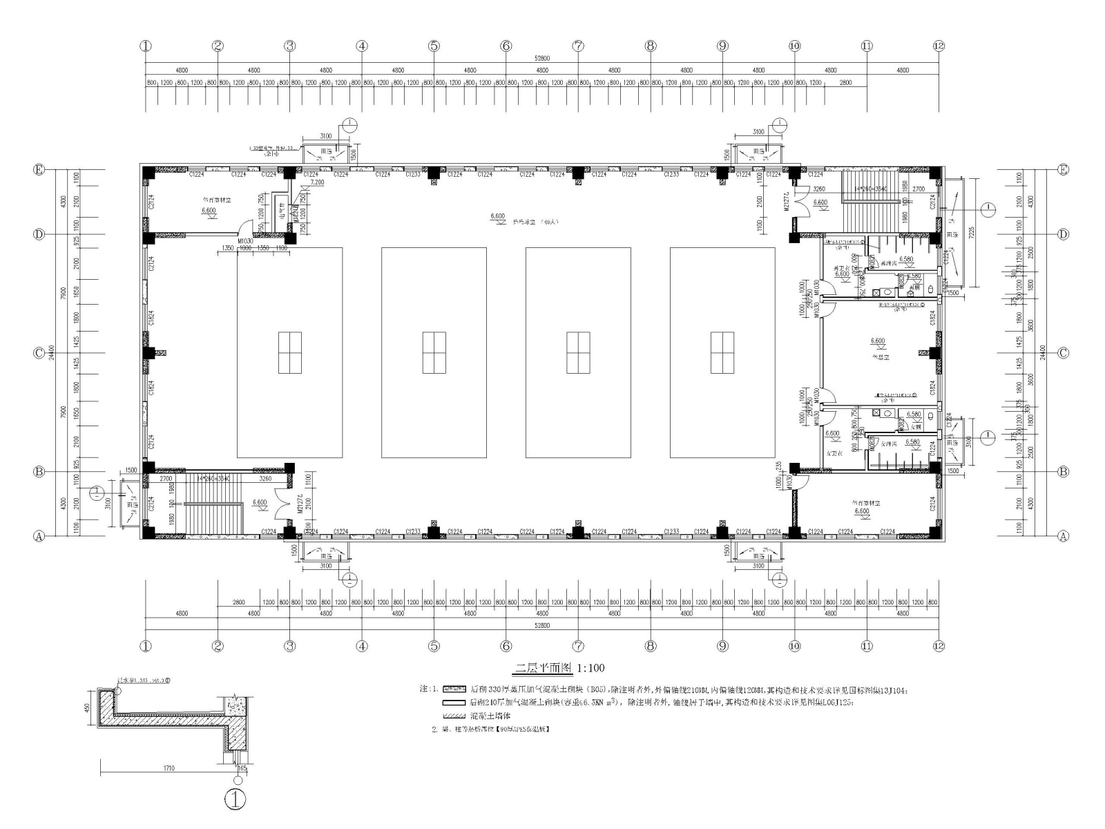 小学报告厅、风雨操场建筑施工图（CAD）施工图下载【ID:160722182】