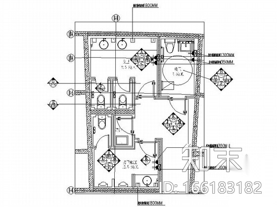 现代风格公共卫生间设计图cad施工图下载【ID:166183182】