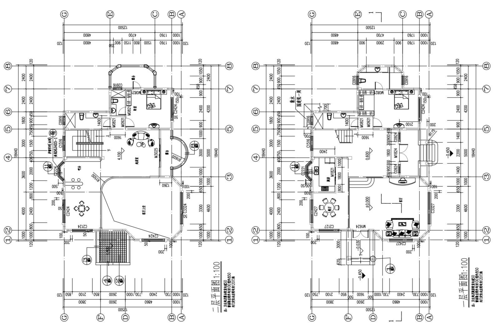 欧式坡屋面3层独栋别墅建筑设计施工图（含全套CAD图纸...施工图下载【ID:149888141】