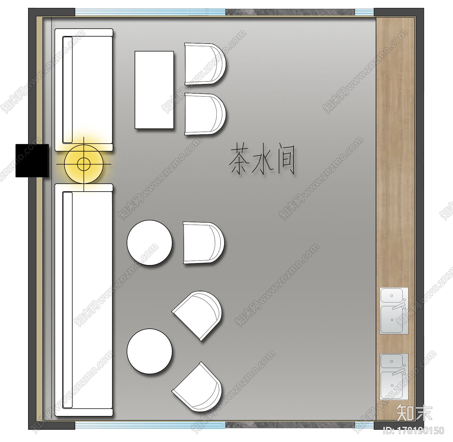 工业风办公楼研发楼设计水泥墙办公室|CAD施工图+效果图施工图下载【ID:178190150】
