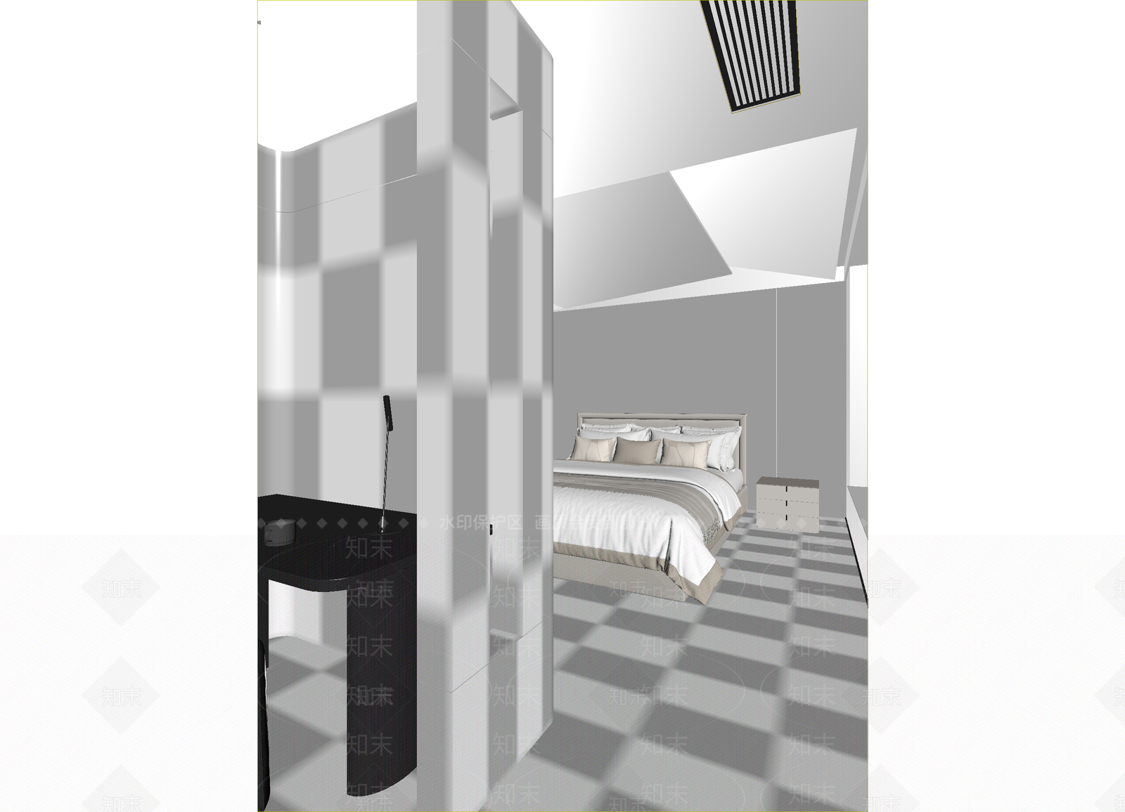 现代酒店客房3D模型下载【ID:1215123981】