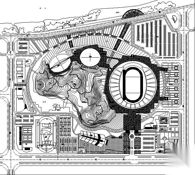 株洲体育场建筑设计施工图效果图施工图下载【ID:151670137】