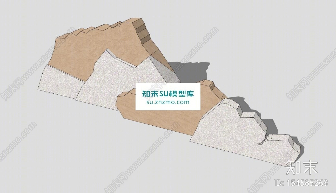 中式景区景观片石SU模型下载【ID:154585263】