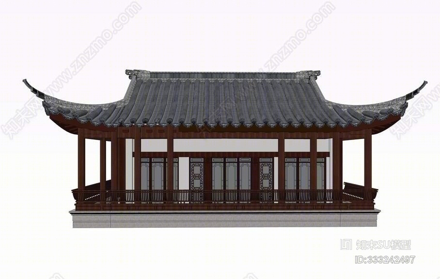 中式仿古建筑SU模型下载【ID:333242497】