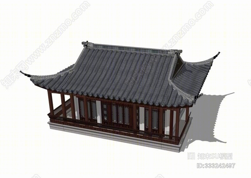 中式仿古建筑SU模型下载【ID:333242497】