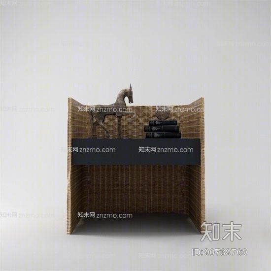 东南亚原木色编织床头柜3D模型下载【ID:90739760】