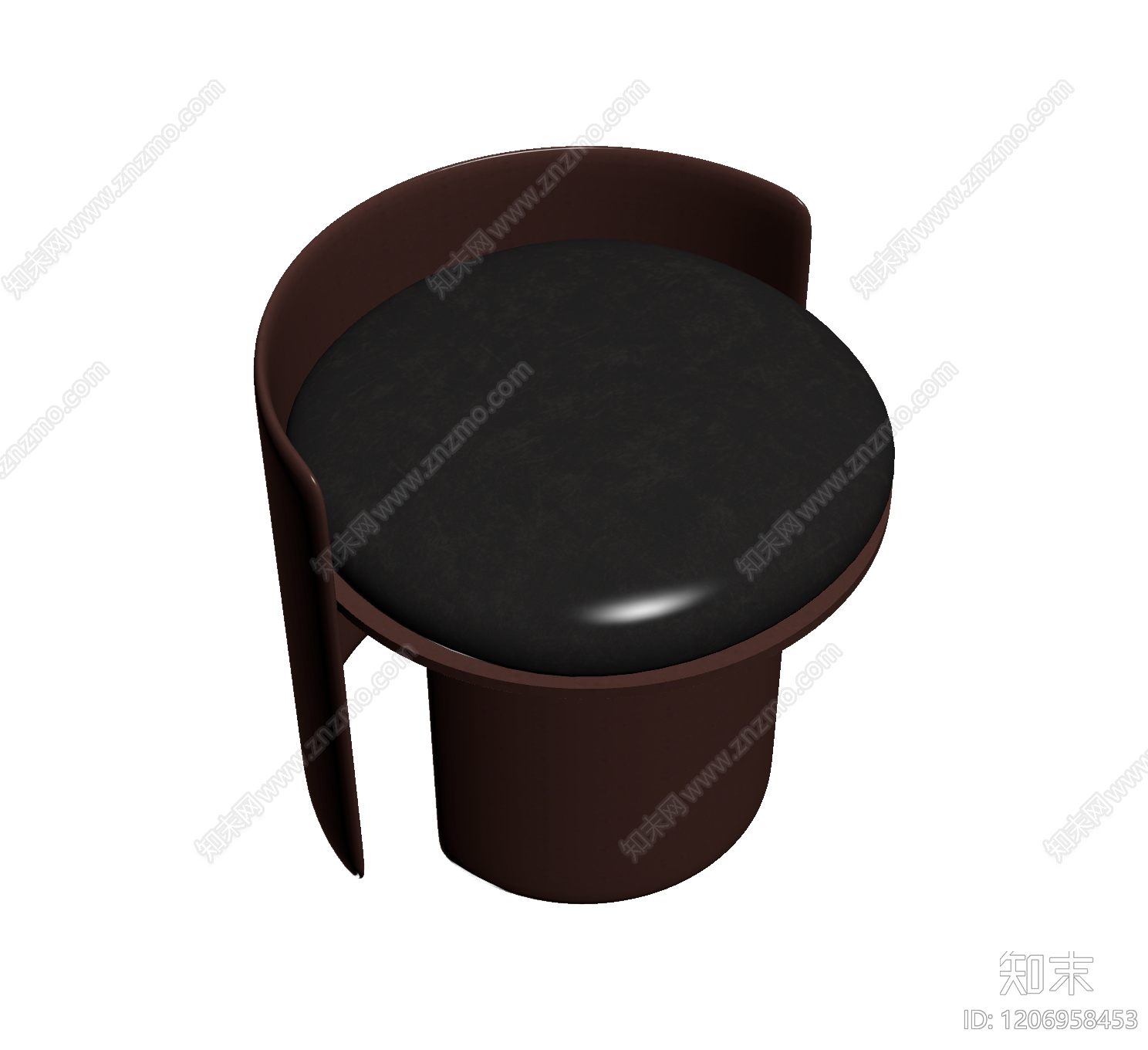 棕色圆椅带靠背3D模型下载【ID:1206958453】