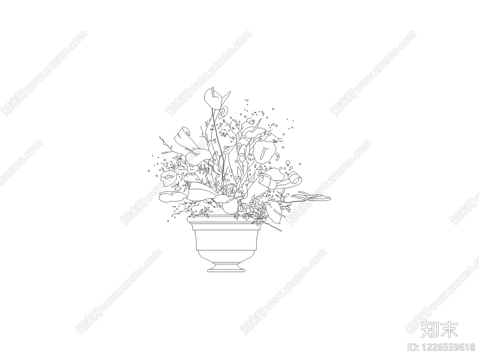 种绿植盆栽图块cad施工图下载【ID:1226559618】