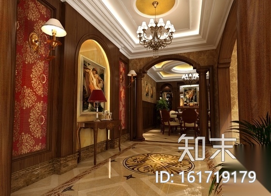 [重庆]豪华新古典主义风格两层别墅室内装修施工图（含效...cad施工图下载【ID:161719179】