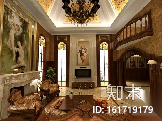 [重庆]豪华新古典主义风格两层别墅室内装修施工图（含效...cad施工图下载【ID:161719179】