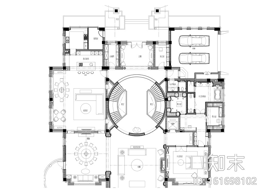 [北京]邱德光-金碧花园别墅样板房A户型全套施工图施工图下载【ID:161698102】