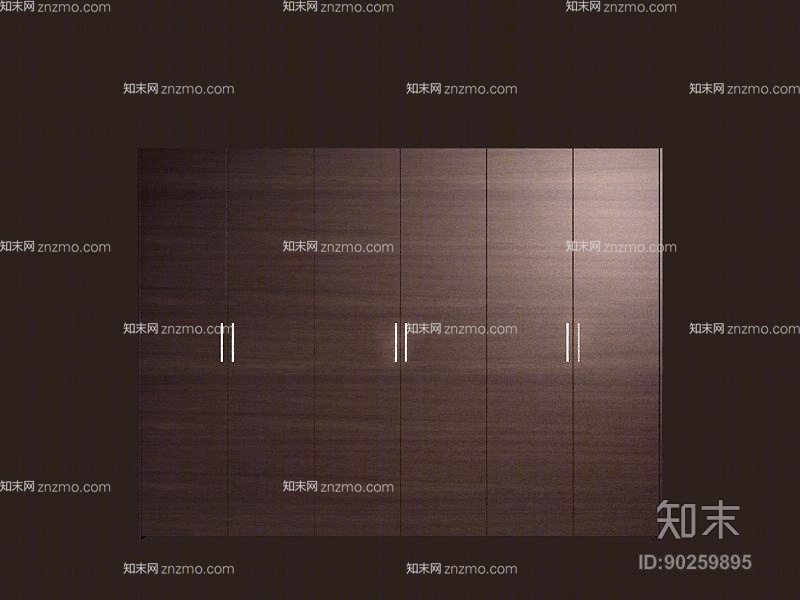 现代棕色木艺衣柜3D模型下载【ID:90259895】