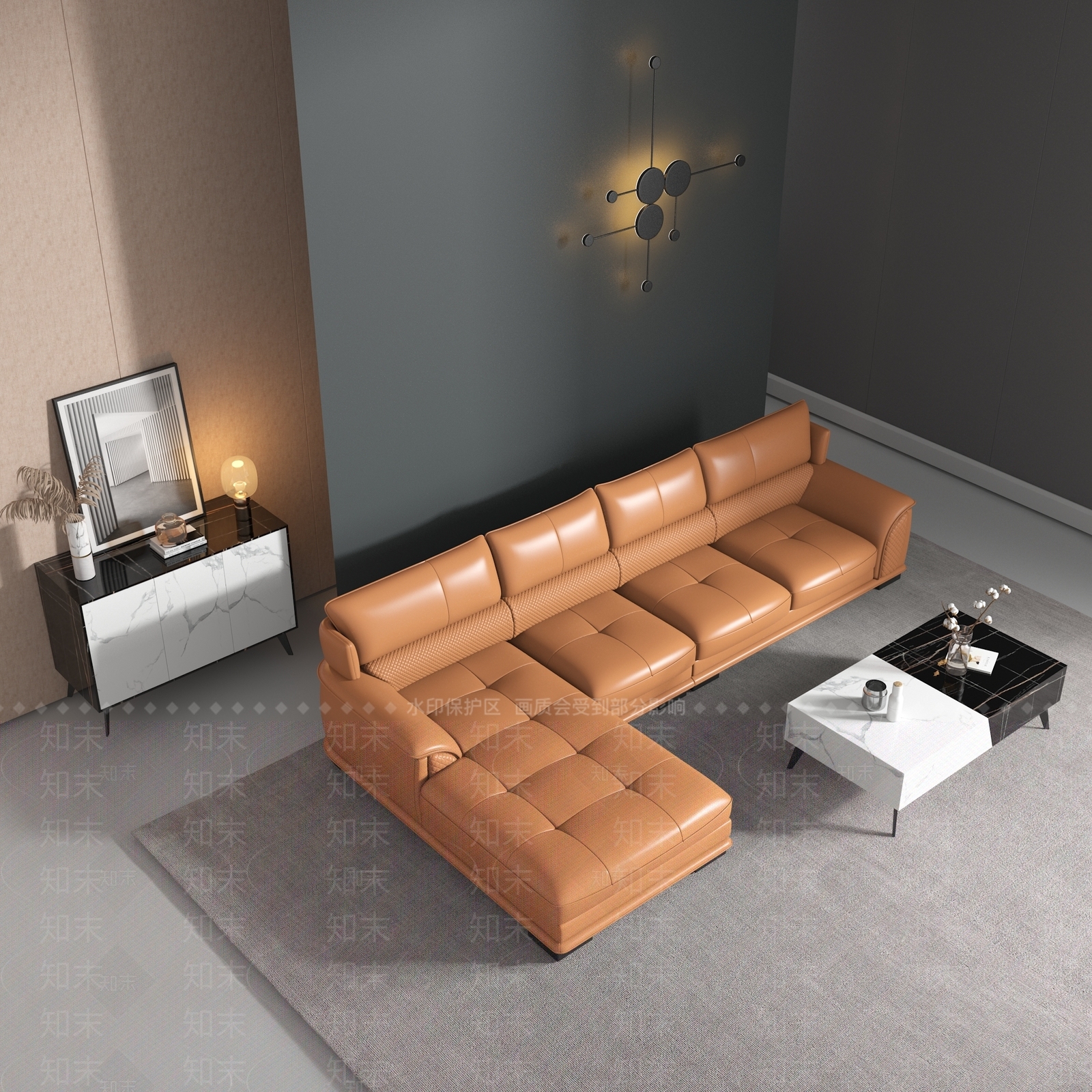 现代沙发茶几组合3D模型下载【ID:168640344】