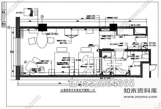 施工图某大酒店客房样板装修图cad施工图下载【ID:532064665】