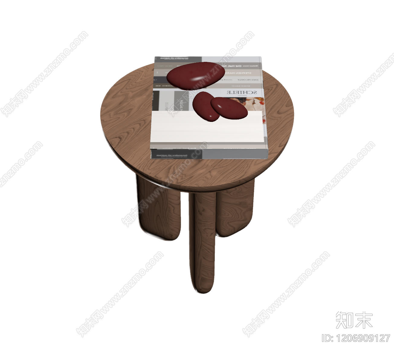 木质圆桌带装饰品3D模型下载【ID:1206909127】