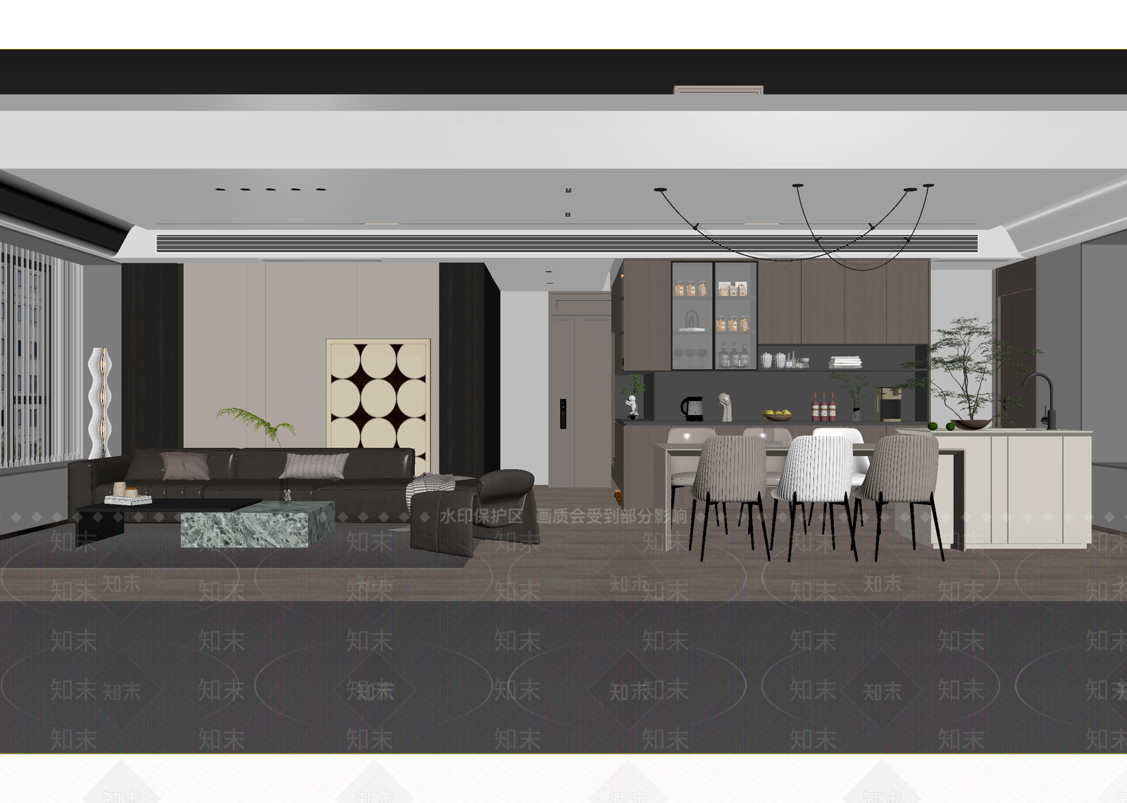 现代客餐厅3D模型下载【ID:1214758192】