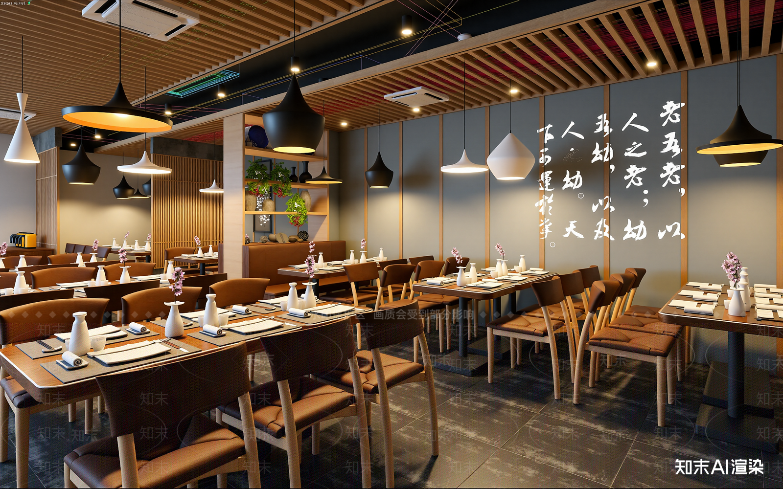 新中式酒店餐厅3D模型下载【ID:1221874657】