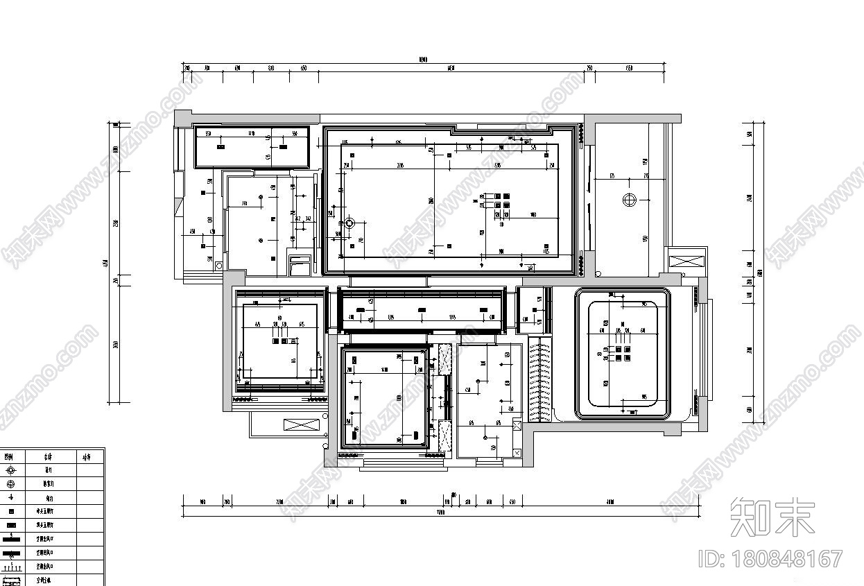 北欧风格三室两厅样板房施工图设计cad施工图下载【ID:180848167】