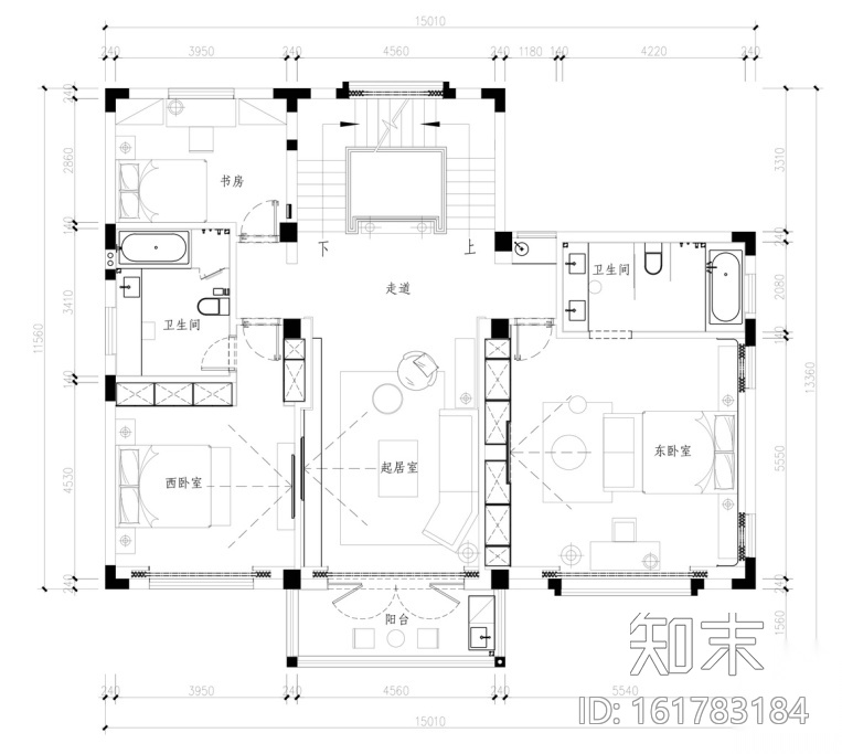 [萧山]党湾别墅设计施工图及效果图cad施工图下载【ID:161783184】