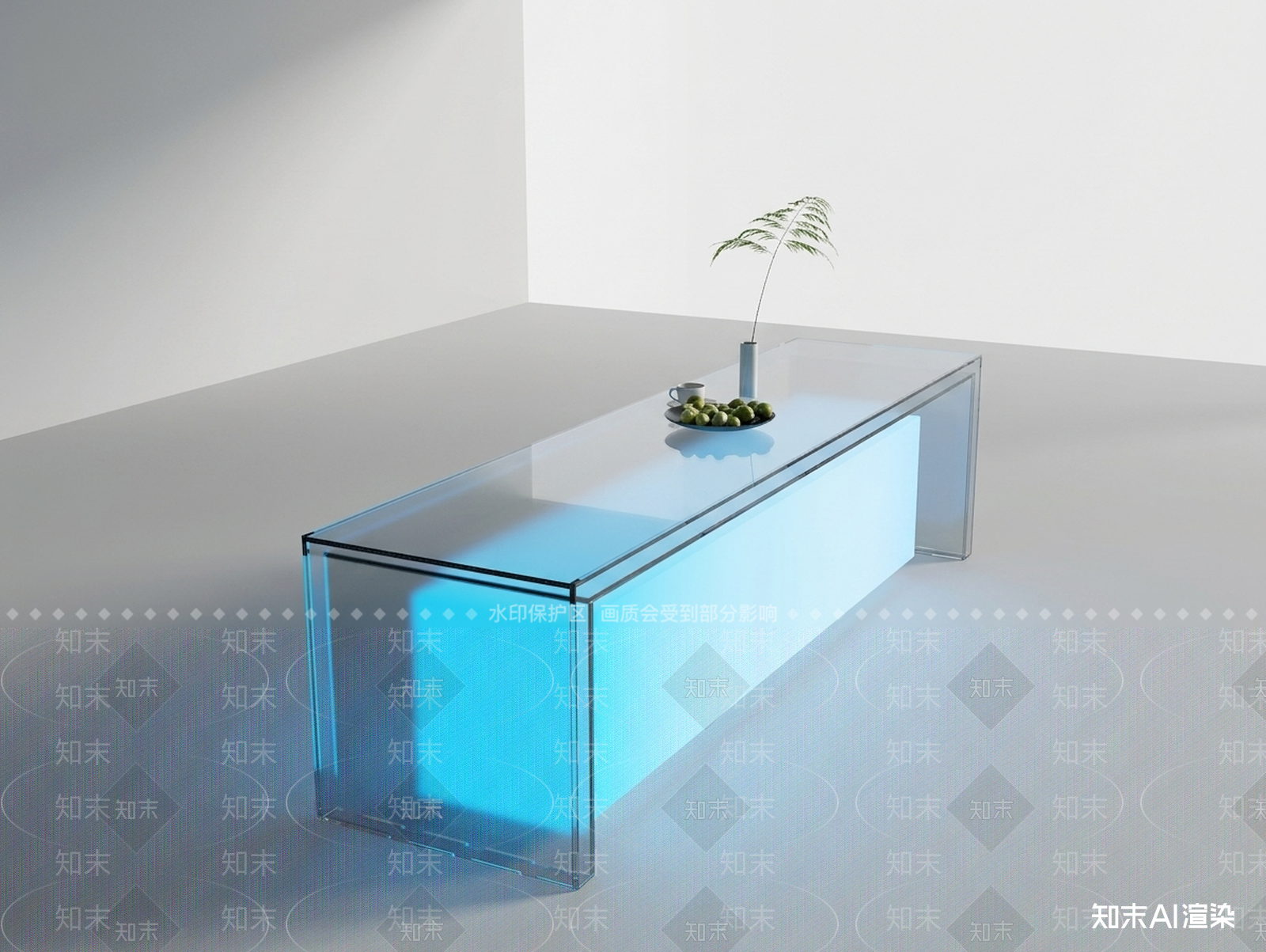 透明玻璃中岛台茶几3D模型下载【ID:1227340515】