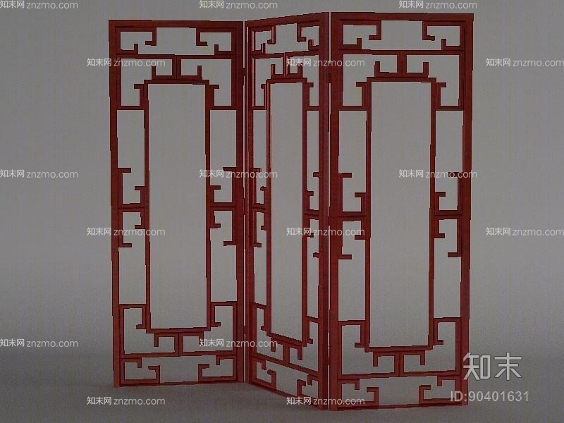 传统中式原木色木艺隔断3D模型下载【ID:90401631】