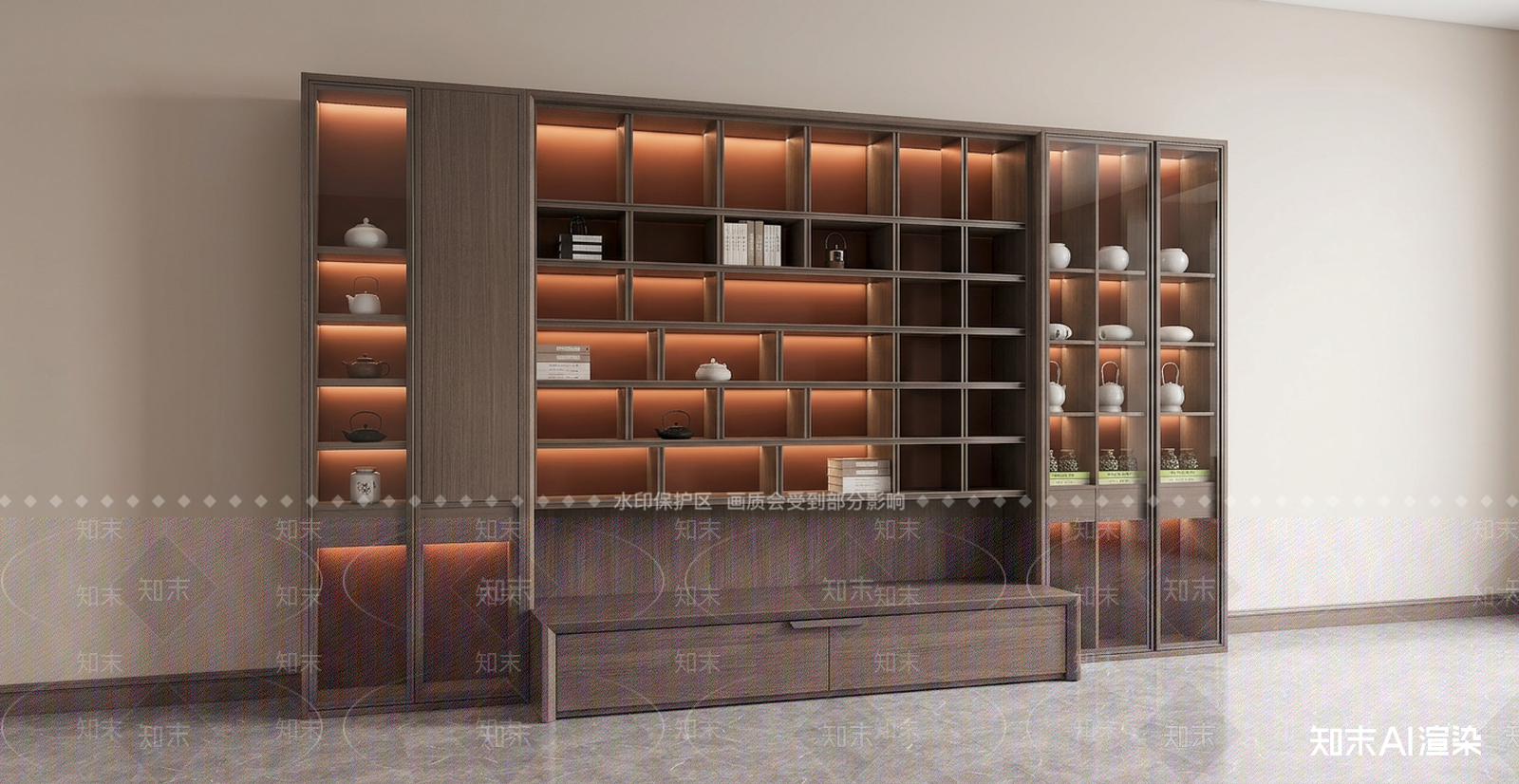 玻璃展示柜书柜3D模型下载【ID:1227543937】