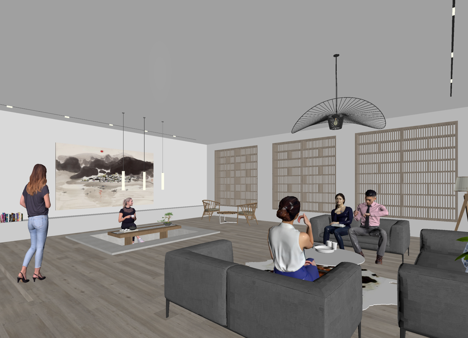 新中式接待室3D模型下载【ID:1215107650】