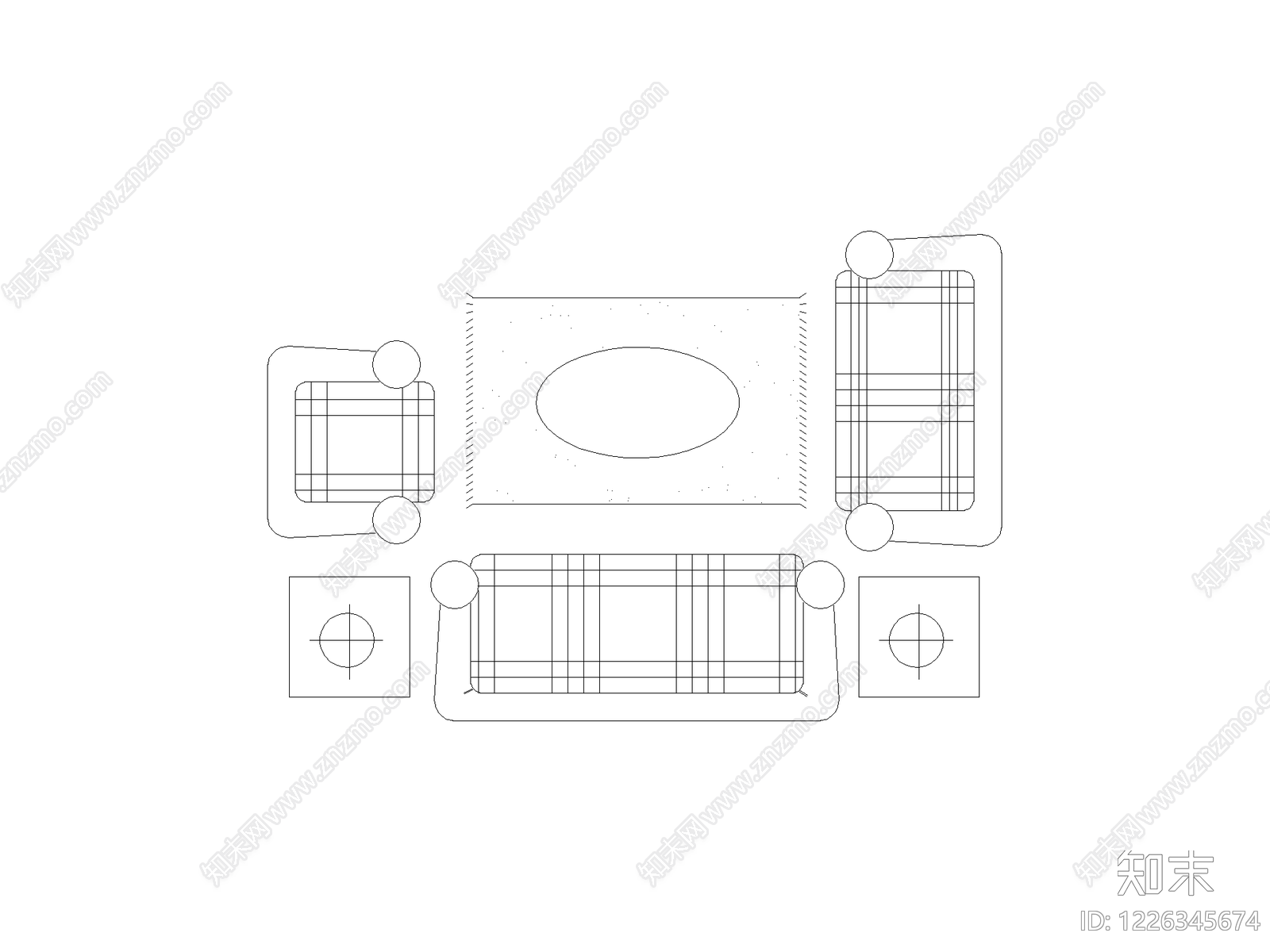 沙发cad施工图下载【ID:1226345674】