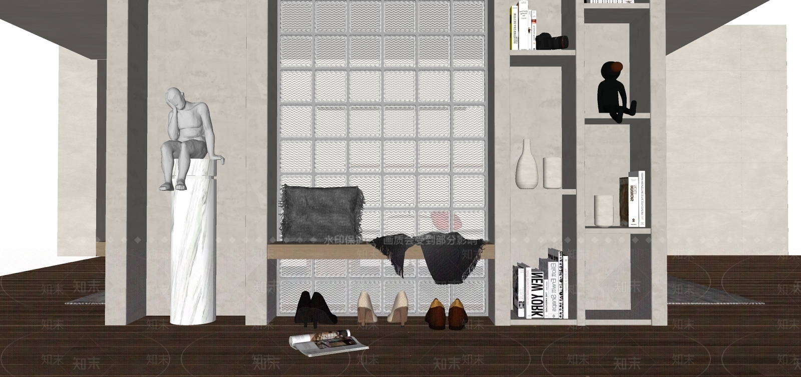 现代玄关鞋柜SU模型下载【ID:1105056698】