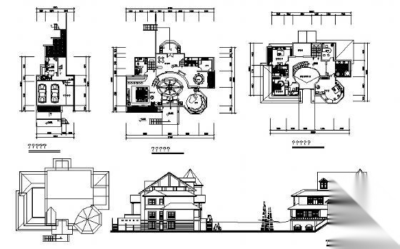 某三层别墅（E2型）建筑方案图cad施工图下载【ID:149919110】