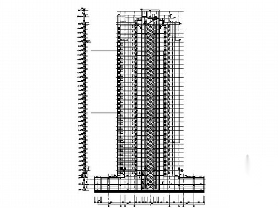 [上海]某三十四层一核八户住宅楼建筑施工图cad施工图下载【ID:168462160】