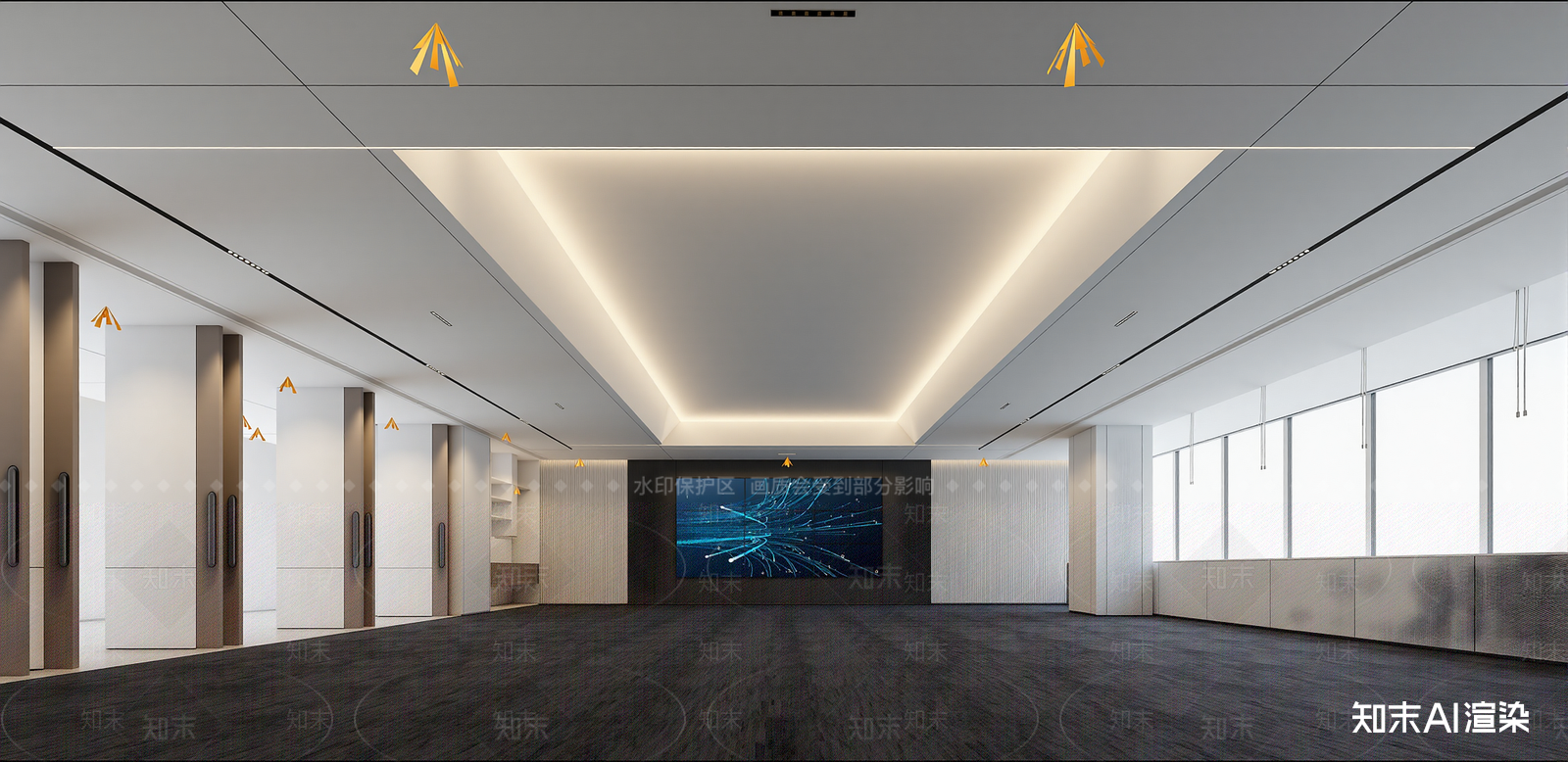 现代办公走廊SU模型下载【ID:1215939796】